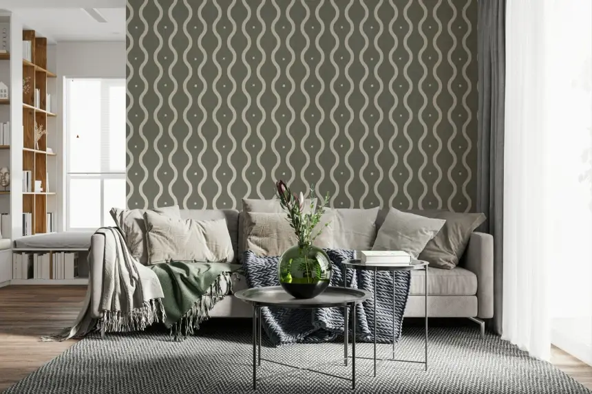 Retro Rhythm Taupe Wallpaper