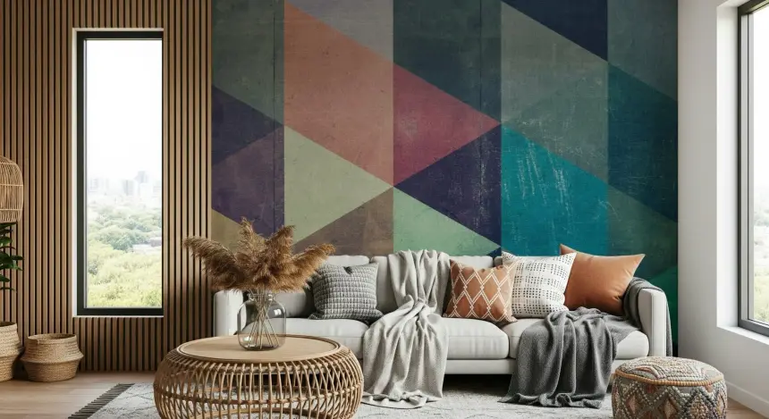 Retro Triangle Fusion Wall Mural -2226223