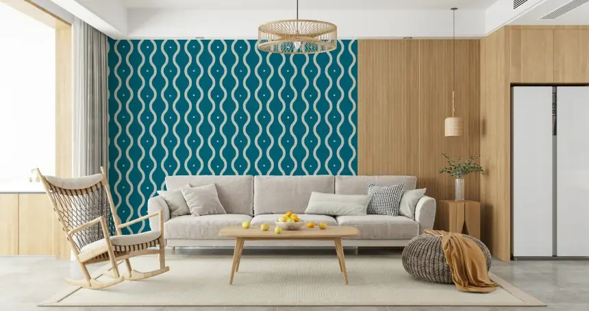 Retro Waves Teal Wallpaper