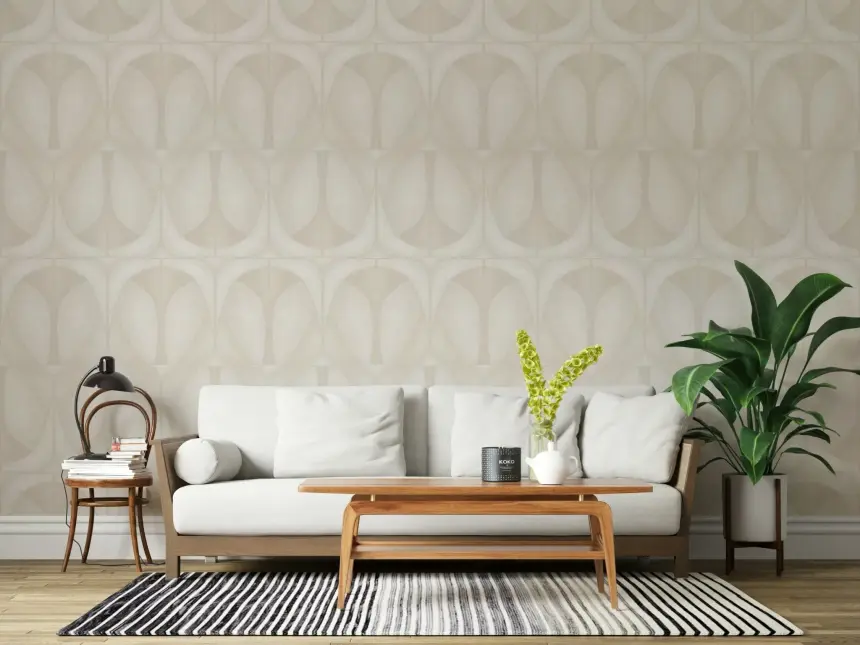 Softy DèCo Geometries - Cloud Dancer Wallpaper