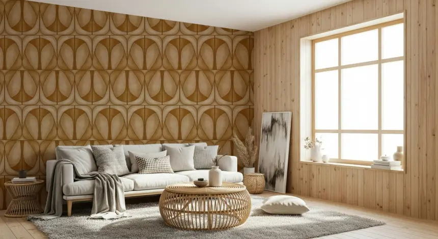 Softy DèCo Geometries - Warm Caramel Wallpaper