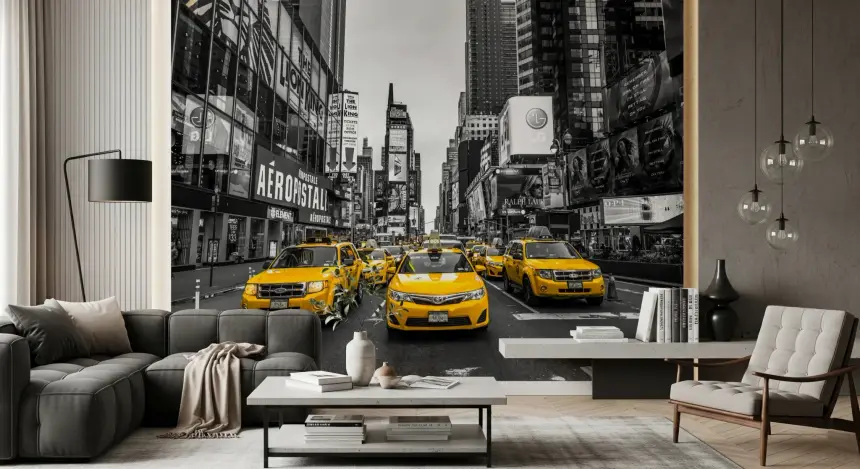 Taxi Rush Hour Wall Mural