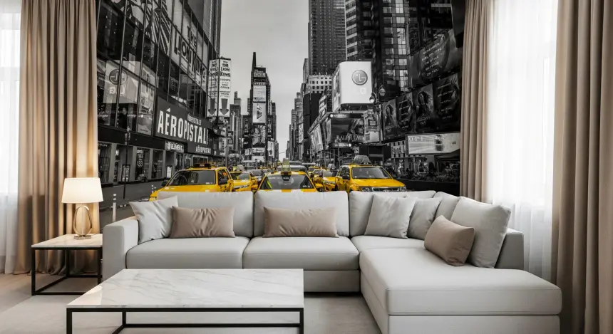 Taxi Rush Hour Wall Mural