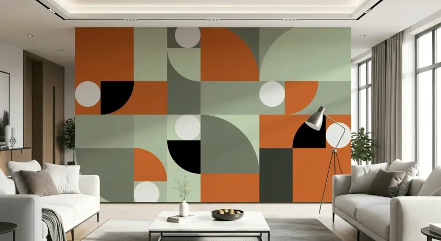 Terracotta and Gray Wall Mural