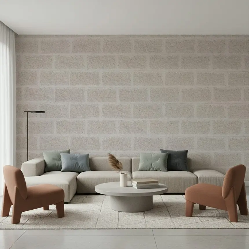 Textured Beige Bricks Wall Mural -2306201