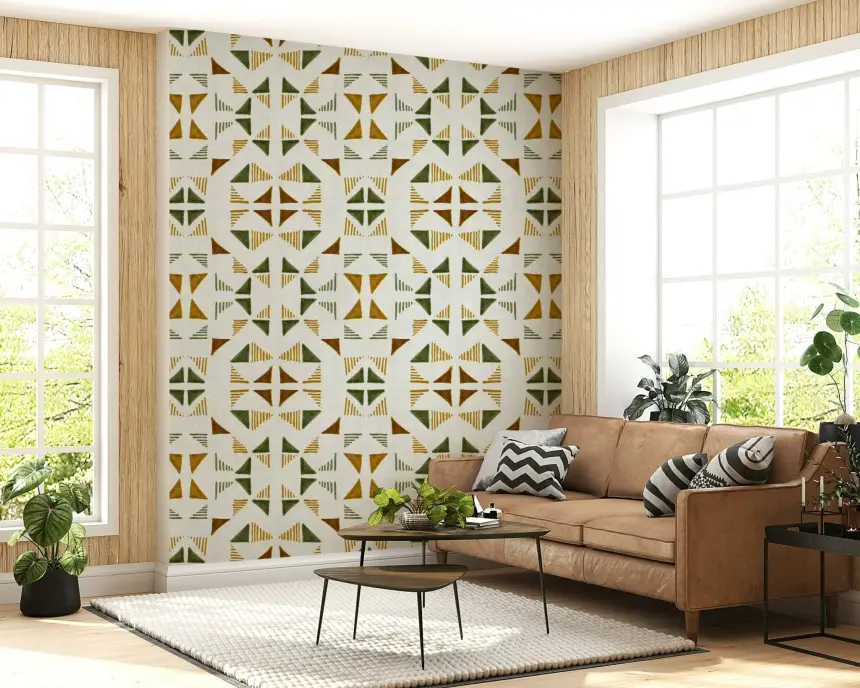 Triangles Composition Foliage Wallpaper