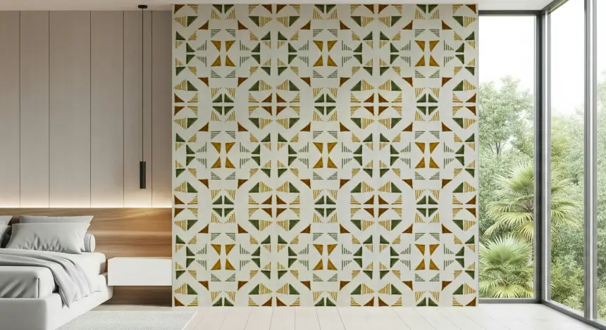 Triangles Composition Foliage Wallpaper