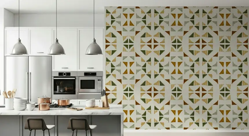 Triangles Composition Foliage Wallpaper