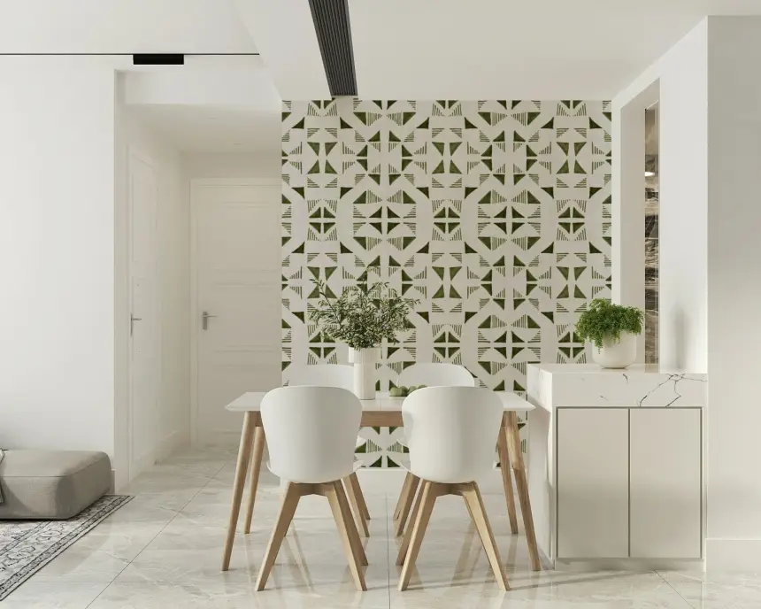 Triangles Composition Light Olive Wallpaper