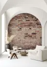 Distressed Russet and Grey Brick Wall Mural 7