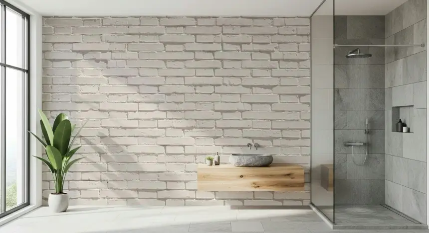 Urban White Brick Wall Mural -2308181