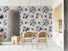 Vintage Indigo Floral Tile Pattern Wallpaper 7