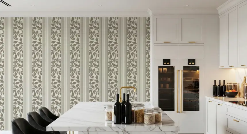 Vintage Trailing Foliage Olive Green Wallpaper