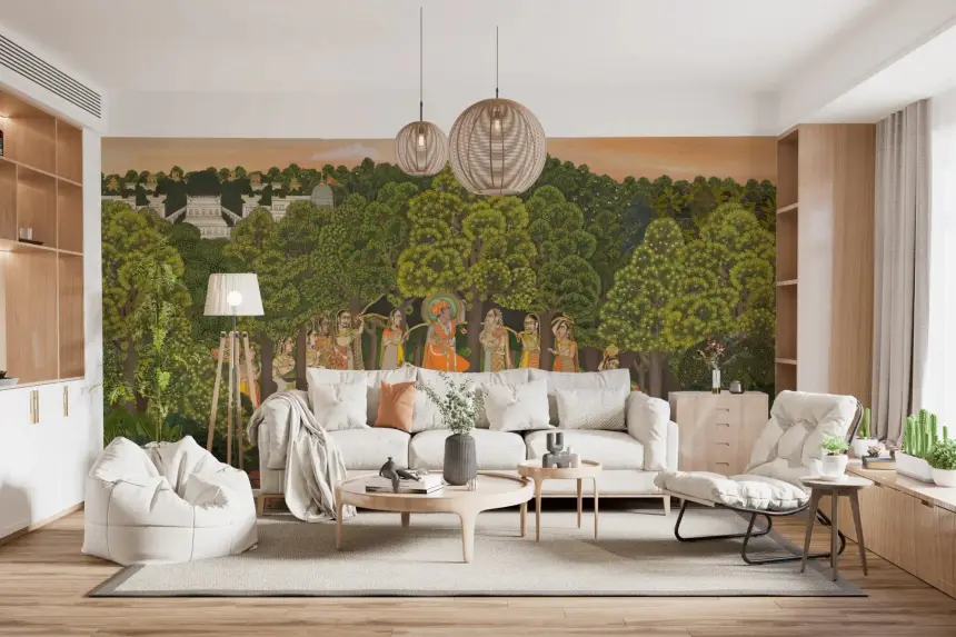 Vrindavan Forest Gathering Wall Mural