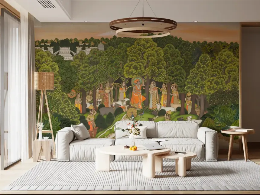 Vrindavan Forest Gathering Wall Mural