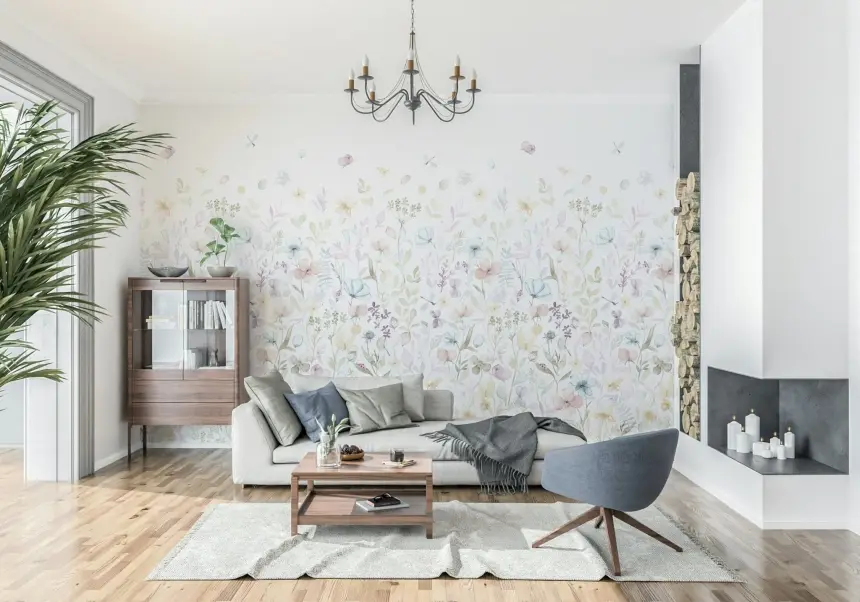 Watercolor Whispers Floral Wall Mural - 3279932