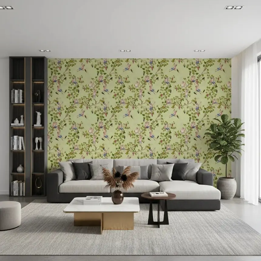 Whimsical Rococo Monkeys Wine Festival Aristocratic Vineyard Vintage Garden Green Wallpaper