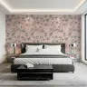 Whimsical Rococo Monkey and Floral Vine Pink Wallpaper 8