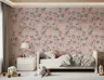 Whimsical Rococo Monkey and Floral Vine Pink Wallpaper 6