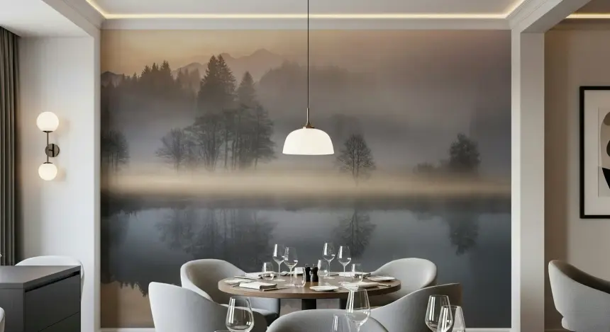 Woodland Dawn Reflection Wall Mural - 2576375