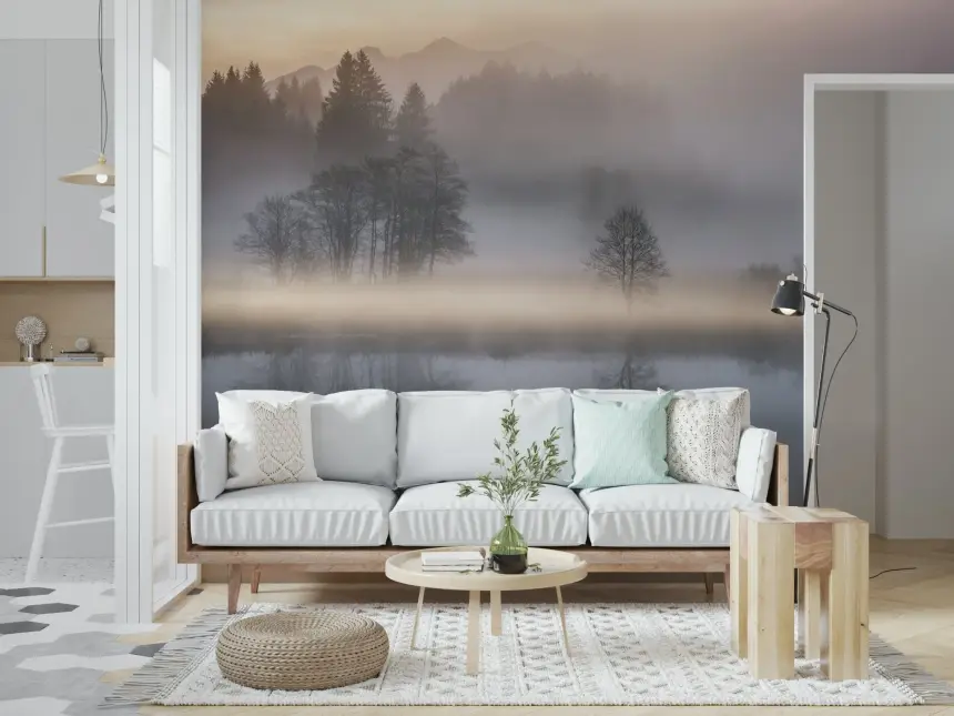 Woodland Dawn Reflection Wall Mural - 2576375