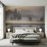 Serene Misty Forest Lake Reflection Wall Mural 6