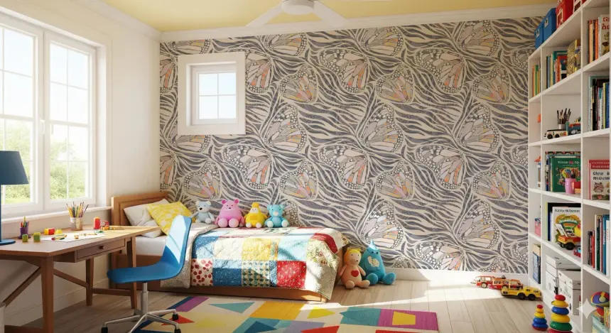 Zebra Butterfly Metamorphosis • Maximalist Boho in Earthy Pastels Wallpaper