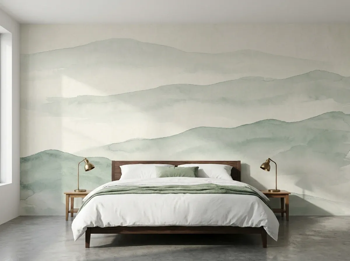 Misty Mountain Ranges in a bedroom